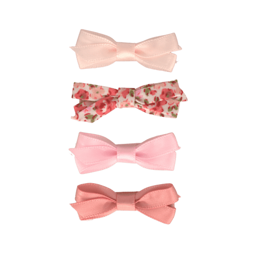 Baby Girls Hair Clips With Ribbon Bow - Soft Pink Flower (4cm) (Your Little Miss) - CottonKids.ie - Hair accessories - Girl - Hair Accessories - Your Little Miss