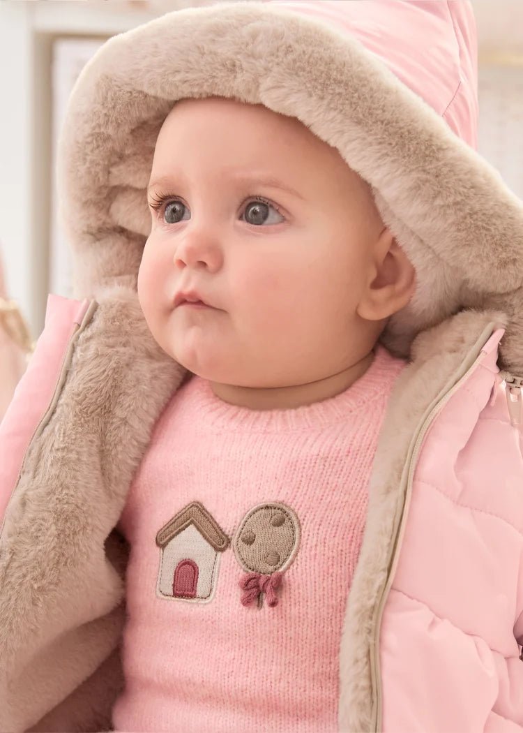 Baby Girls Pink Beige Reversible Coat mayoral CottonKids.ie