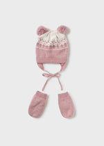 Baby Girls Pink Cotton Hat & Mittens Set (Mayoral)