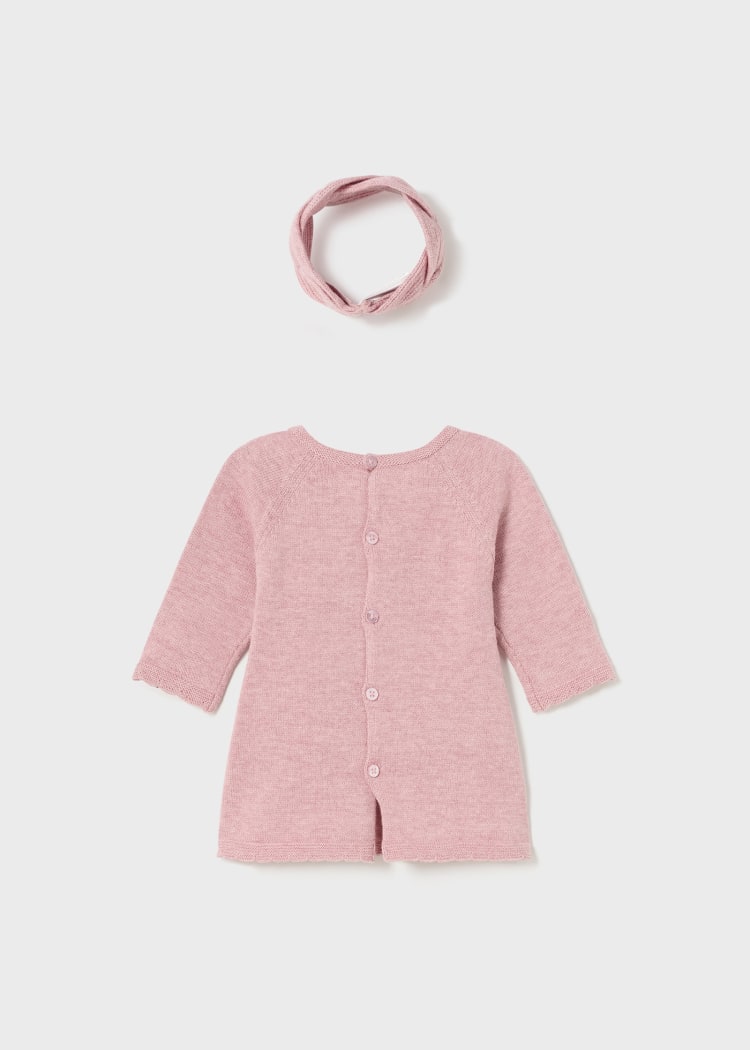 Baby Girls Pink Knitted Bear Dress Set (mayoral)