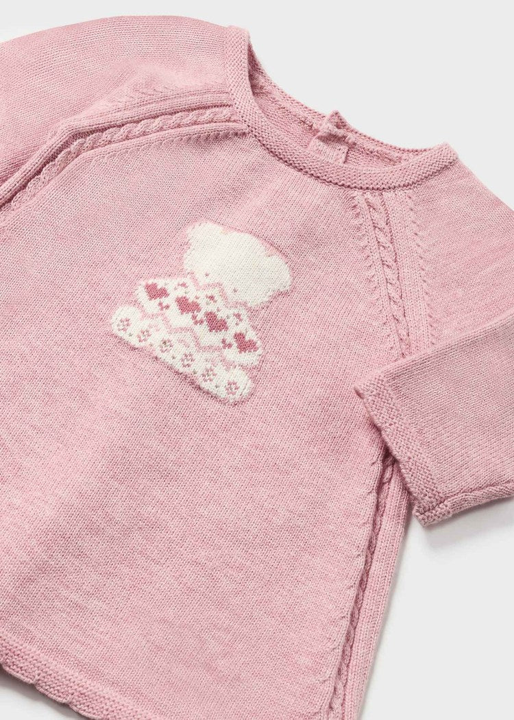 Baby Girls Pink Knitted Bear Dress Set (mayoral)