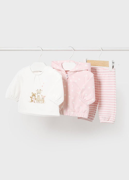 Baby Girls' Pink Polka Dot 3 - Piece Jacquard Tracksuit Set (Mayoral)