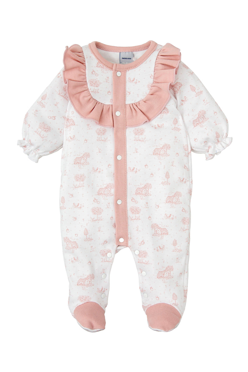 Baby Girls Pink & White Babygrow (Babidu)