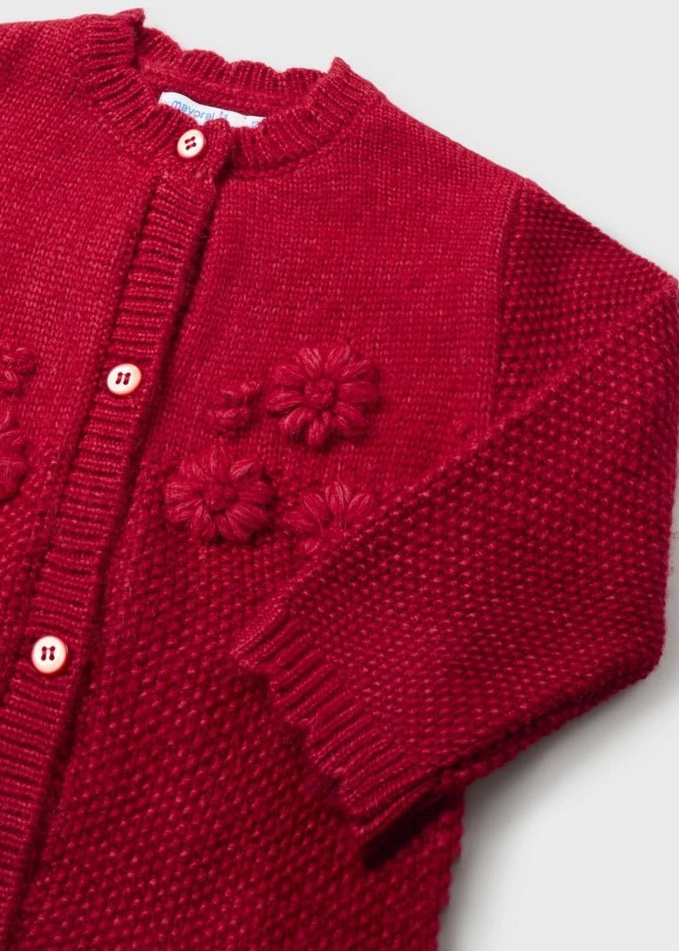 Baby Girls Red Floral Knitted Cardigan (Mayoral)