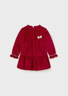 Baby Girls Red & Gold Dot Velvet Dress (Mayoral)