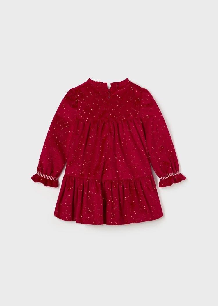 Baby Girls Red & Gold Dot Velvet Dress (Mayoral)