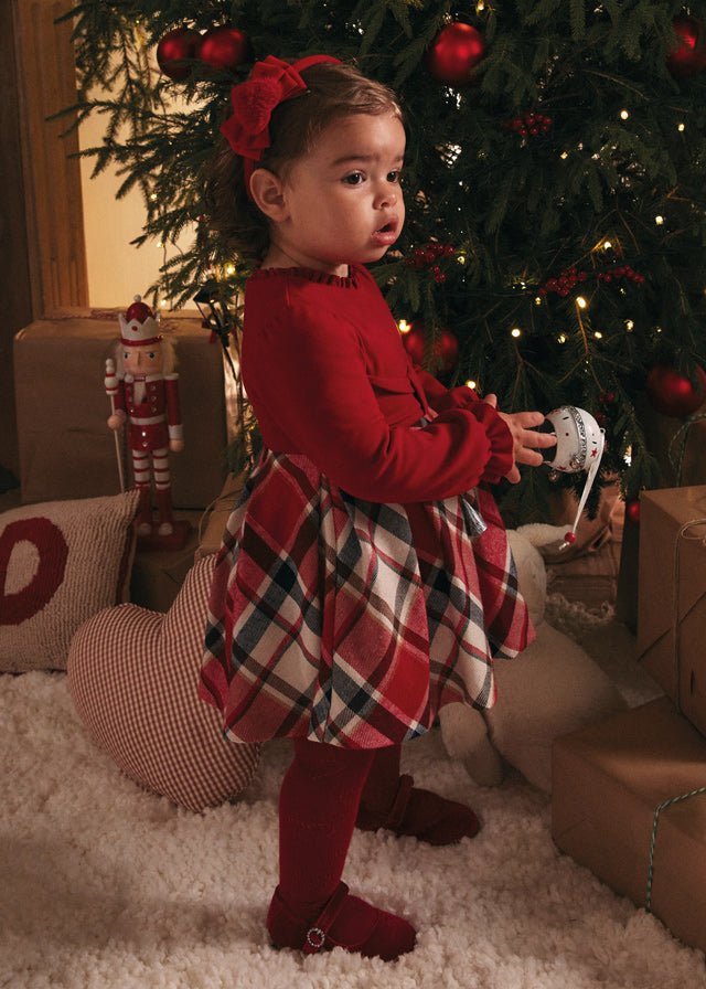 Baby Girls Red Tartan Check Christmas Dress mayoral CottonKids.ie