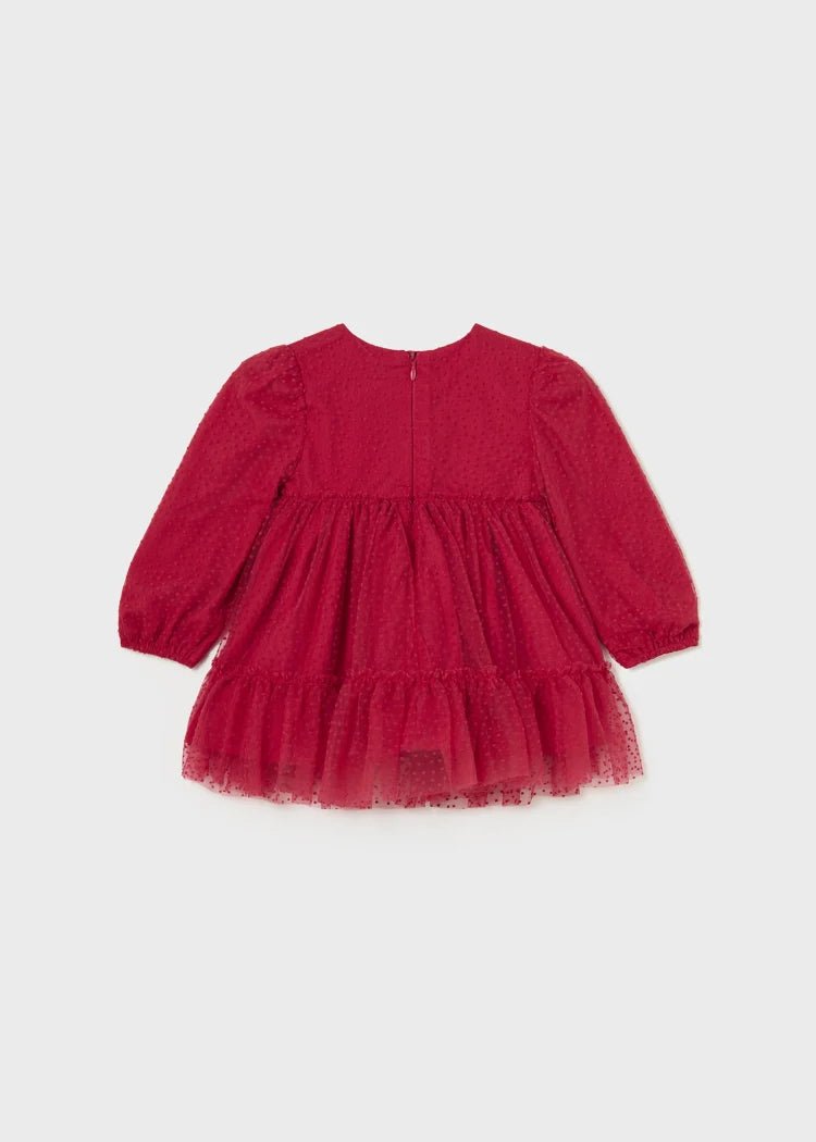 Baby Girls Red Tulle Dot Pattern Dress (mayoral)