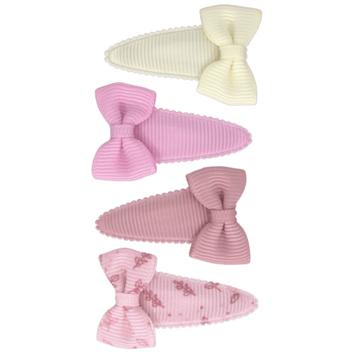 Baby Girls Snap Clips With Bow - Blush Blossom (4cm) (Your Little Miss) - CottonKids.ie - Hair accessories - Girl - Hair Accessories - Your Little Miss