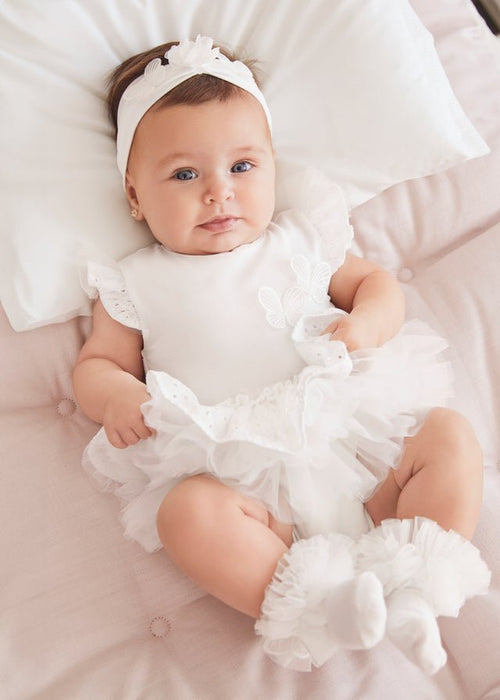 Baby Girls White Cotton Babysuit Set (mayoral) - CottonKids.ie - 1-2 month - 12 month - 3 month