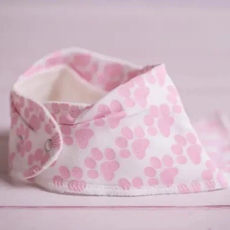 Baby Pink Puppy Paws Organic Bandana Bib