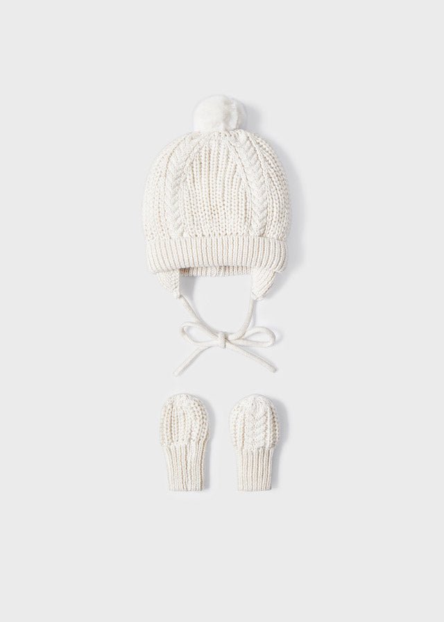 Beige Baby Hat & Mittens Set (mayoral)