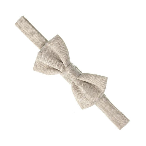 BEIGE Boy Linen Bow Tie Dickie Fly