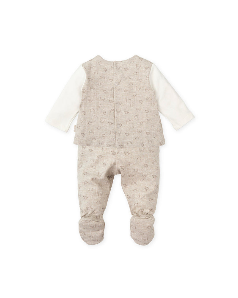 Beige Cotton Bear 2 Piece Babygrow (Tutto Piccolo)