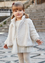 Beige Faux Fur Coat for Baby Girls (Mayoral)