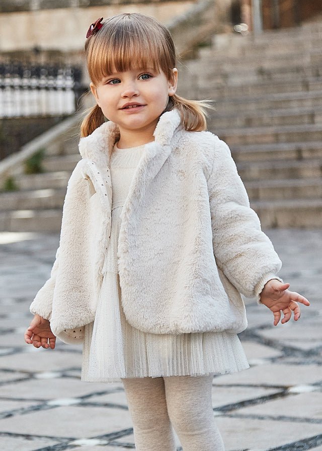 Beige Faux Fur Coat for Baby Girls (Mayoral)