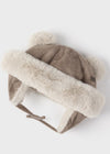 Beige Faux Suede & Fur Baby Hat (Mayoral)