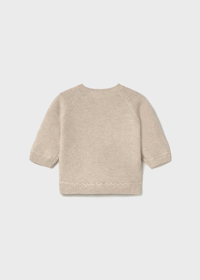 Beige Newborn Boy Knit Cardigan