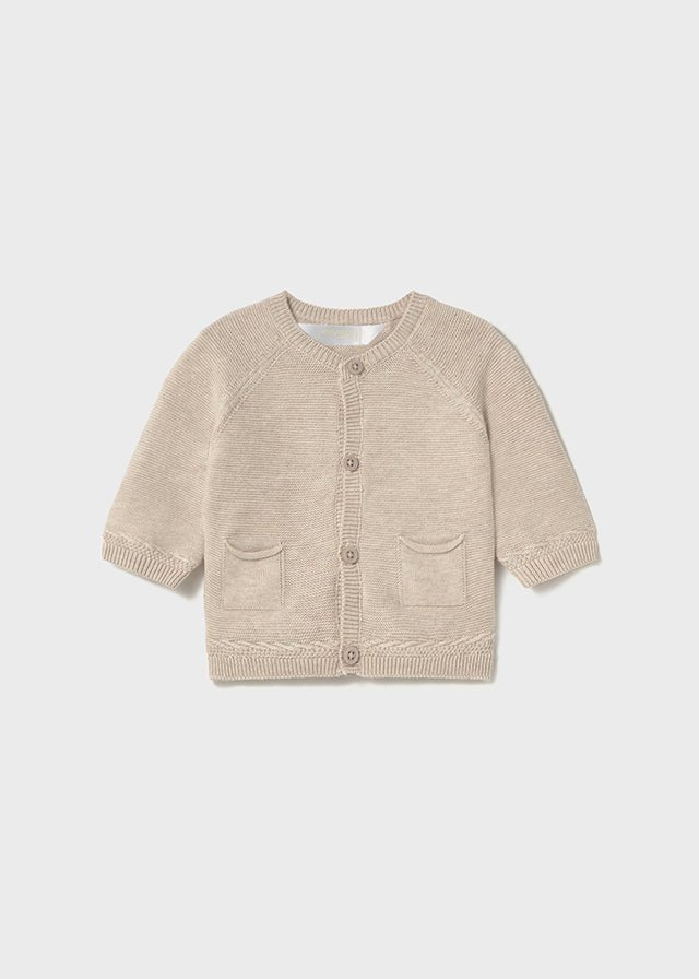 Beige Newborn Boy Knit Cardigan