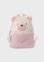 Beige & Pink Bouclé Teddy Bear Backpack (28cm) (mayoral)