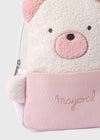 Beige & Pink Bouclé Teddy Bear Backpack (28cm) (mayoral)