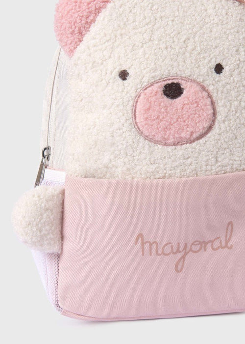 Beige & Pink Bouclé Teddy Bear Backpack (28cm) (mayoral)