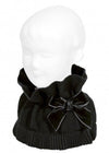 BLACK Girls Scarf with Velvet Bow