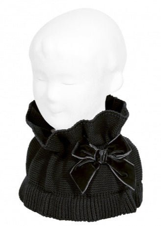 BLACK Girls Scarf with Velvet Bow