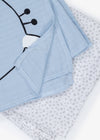 Blue Baby Gauze Set with Giraffe Growth Tracker – 2 - Pack