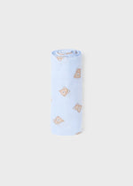Blue Bear Print Gauze Baby Blanket