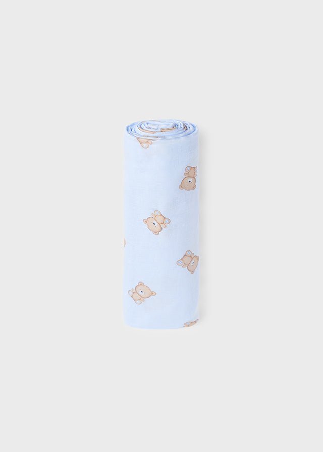 Blue Bear Print Gauze Baby Blanket