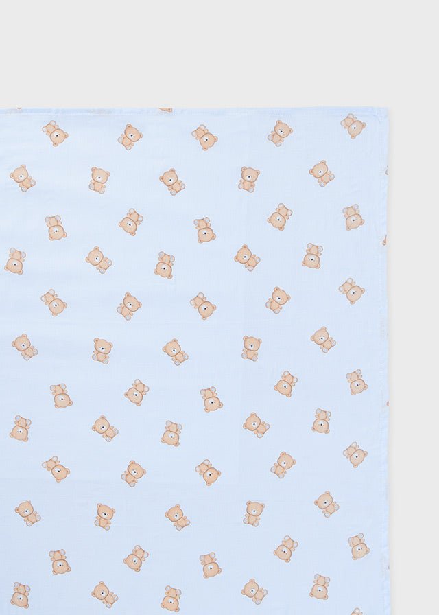Blue Bear Print Gauze Baby Blanket