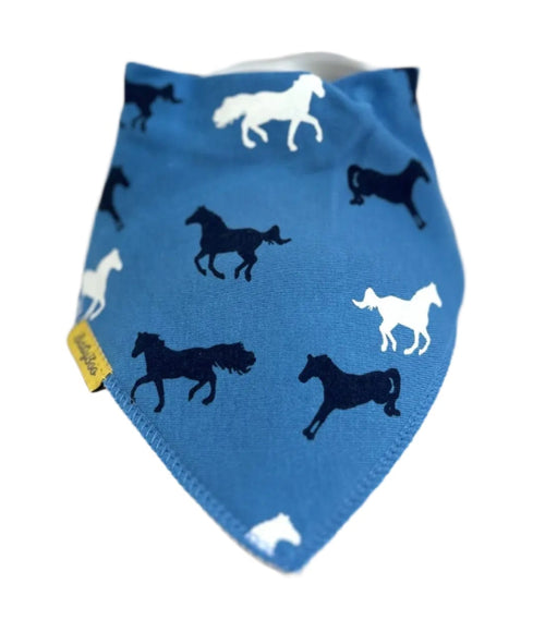 Blue Horses Organic Cotton DribbleBoo Bandana Bib