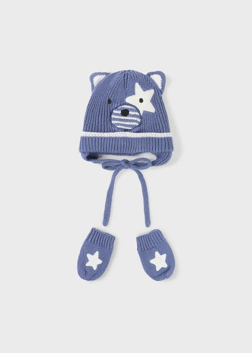 Blue Knitted Baby Boy Hat & Mittens Set (mayoral)