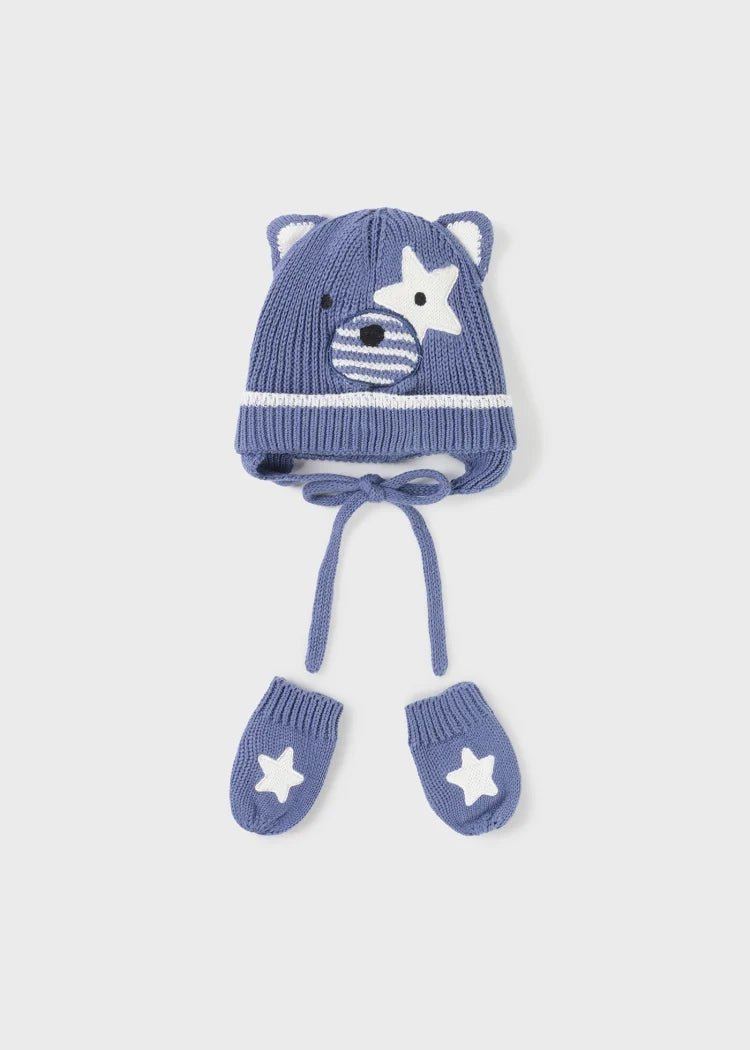 Blue Knitted Baby Boy Hat & Mittens Set (mayoral)