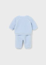 Blue Teddy Fleece Baby Trouser Set