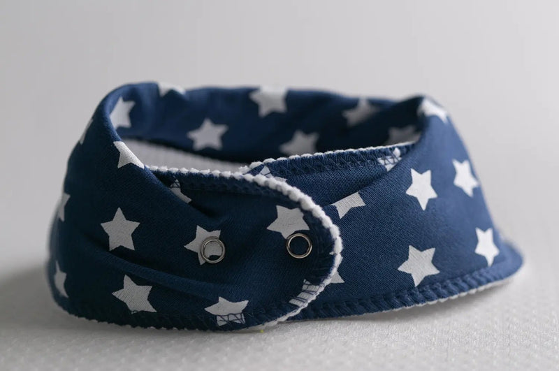 Blue with White Stars Organic Cotton DribbleBoo Bandana Bib