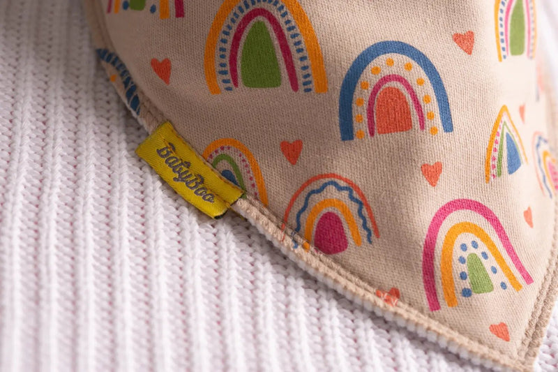 Boho rainbows organic cotton DribbleBoo bandana bib