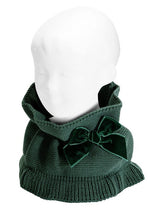 BOTTLE GREEN Girls Scarf with Velvet Bow