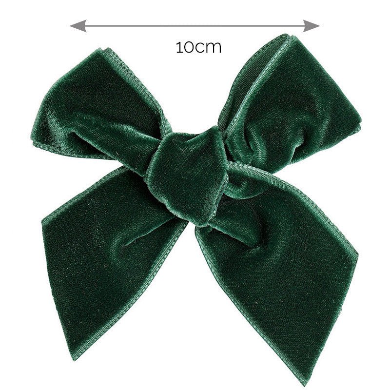 BOTTLE GREEN Velvet Bow Hair Clip