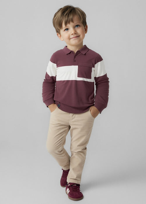 Boys Striped Long Sleeve Polo Shirt