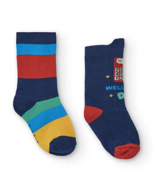 Boys' 2 - Pack Striped & Printed Socks Set (Tuc Tuc)