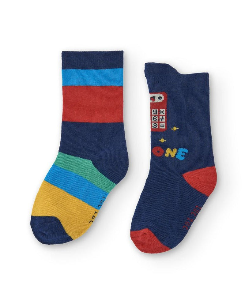 Boys' 2 - Pack Striped & Printed Socks Set (Tuc Tuc)