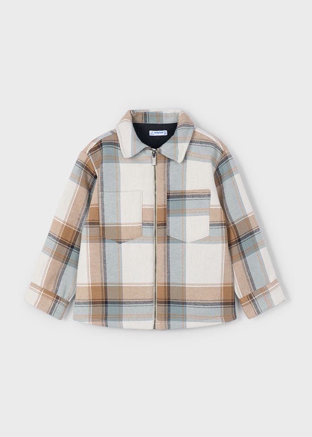 Boys Beige and Blue Check Zip Jacket