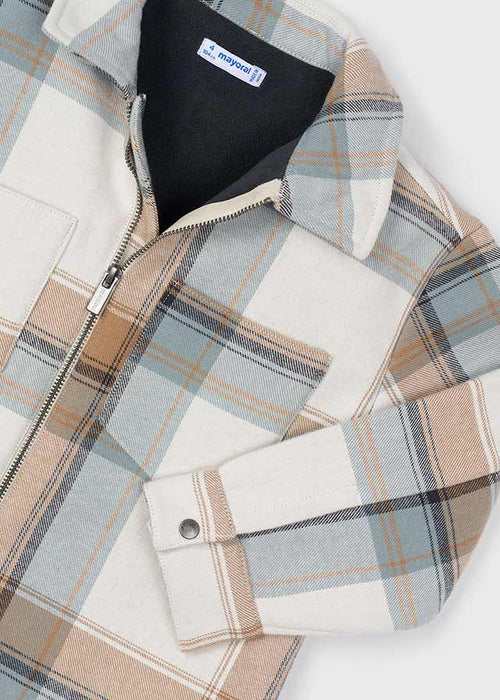Boys Beige and Blue Check Zip Jacket