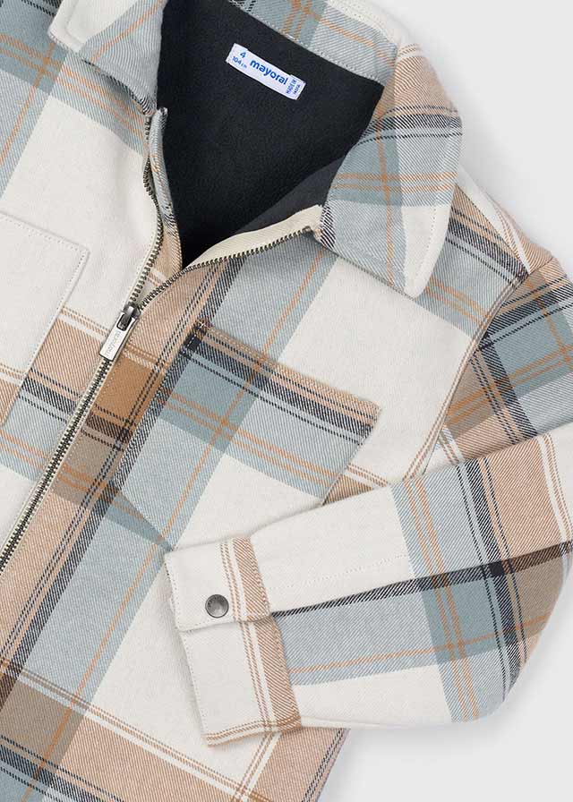 Boys Beige and Blue Check Zip Jacket