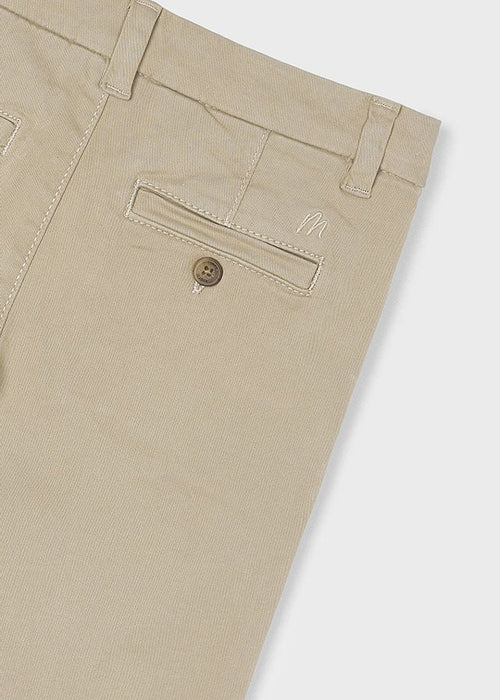 Boys Beige Cotton Stretch Basic Trousers