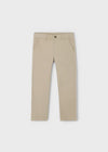 Boys Beige Cotton Stretch Basic Trousers