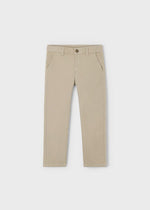 Boys Beige Cotton Stretch Basic Trousers