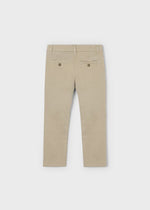 Boys Beige Cotton Stretch Basic Trousers